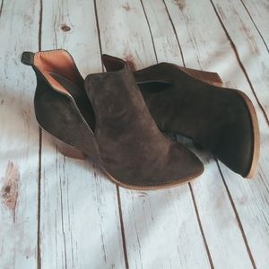 Olive Green Suede Booties